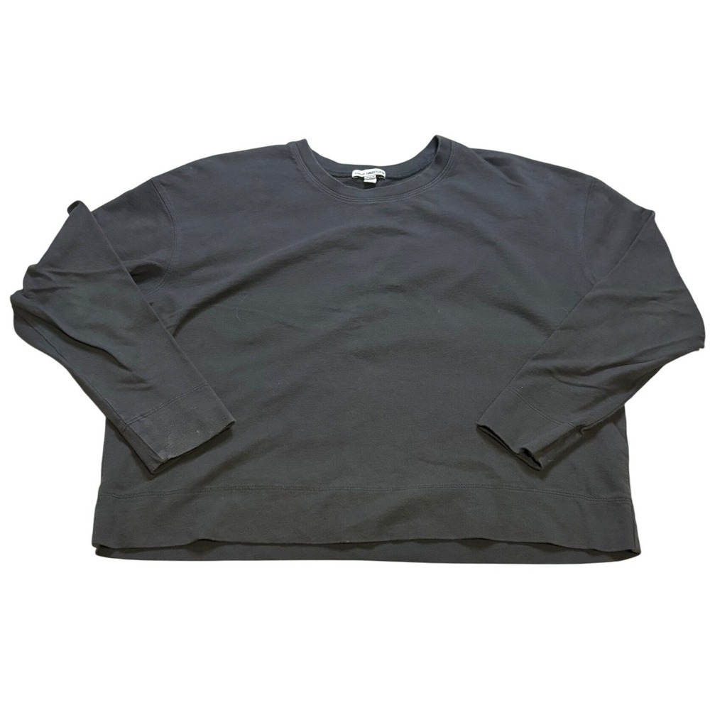 James Perse Standard French Terry Sweatshirt Sz 2 Medium Charcoal Grey Pullover
